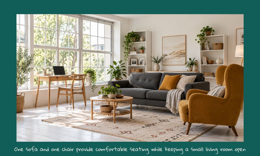 one sofa and one chair
